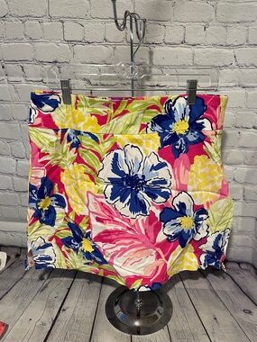Rafaella Pink Floral Golf Skort with Blue & Yellow Accents Sz L
